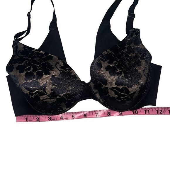 Soma Vanishing Back Full Coverage Lace Bra Black Nude Classic Adjustable Sz 36B - Picture 3 of 7